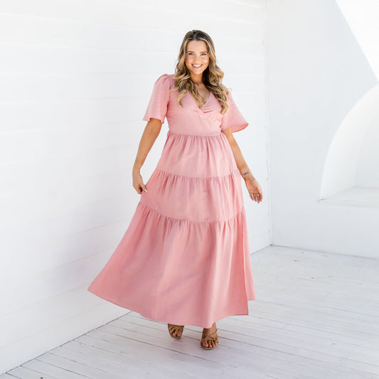 Grace - Pink Linen Long Dress