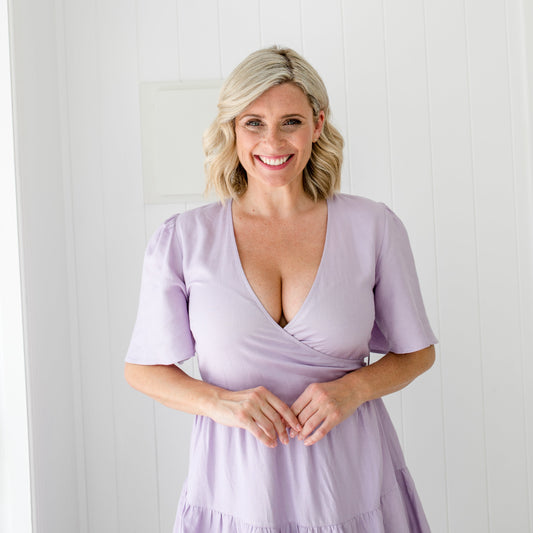 Layla - Light Purple Linen Dress