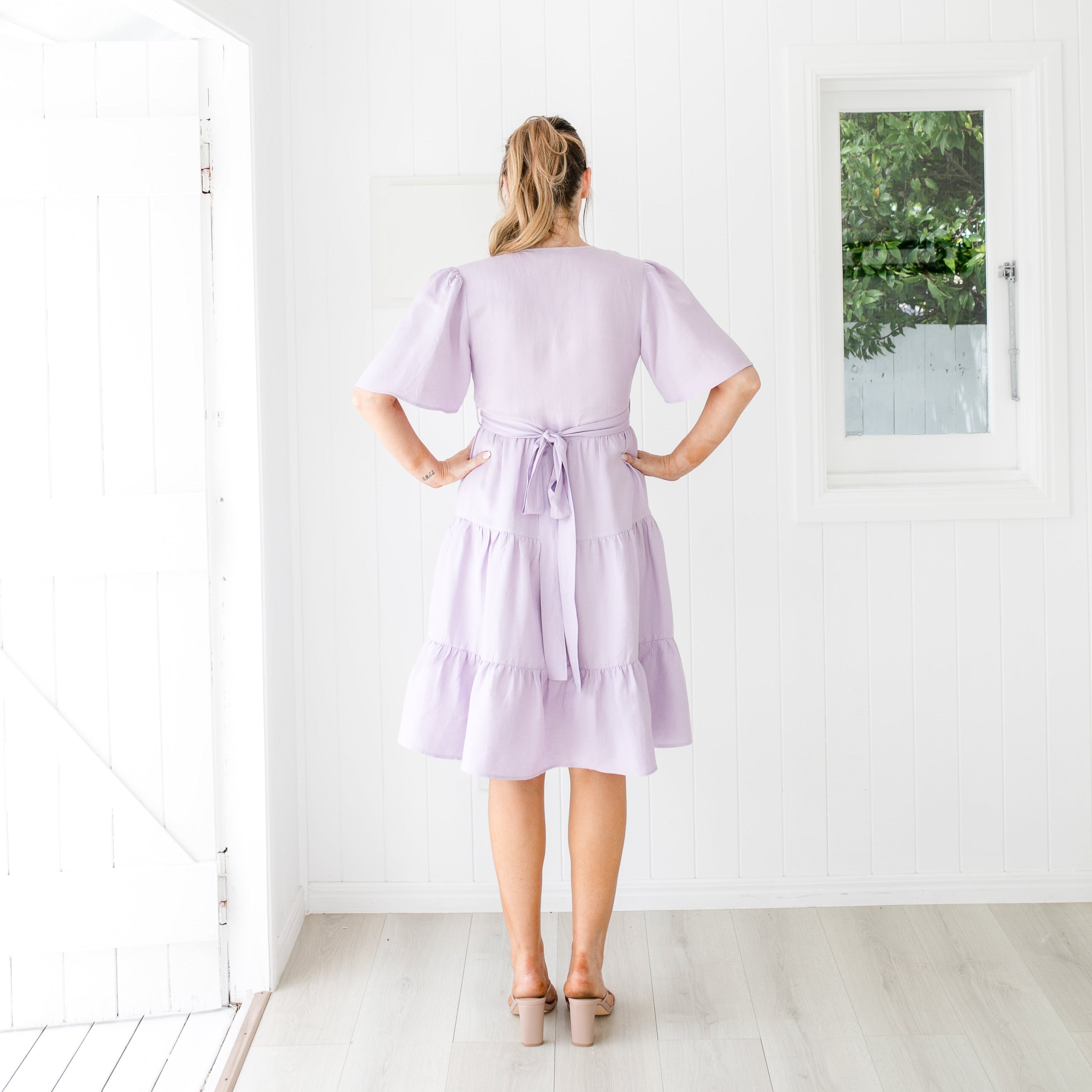 Layla Light Purple Linen Dress Beris Florence