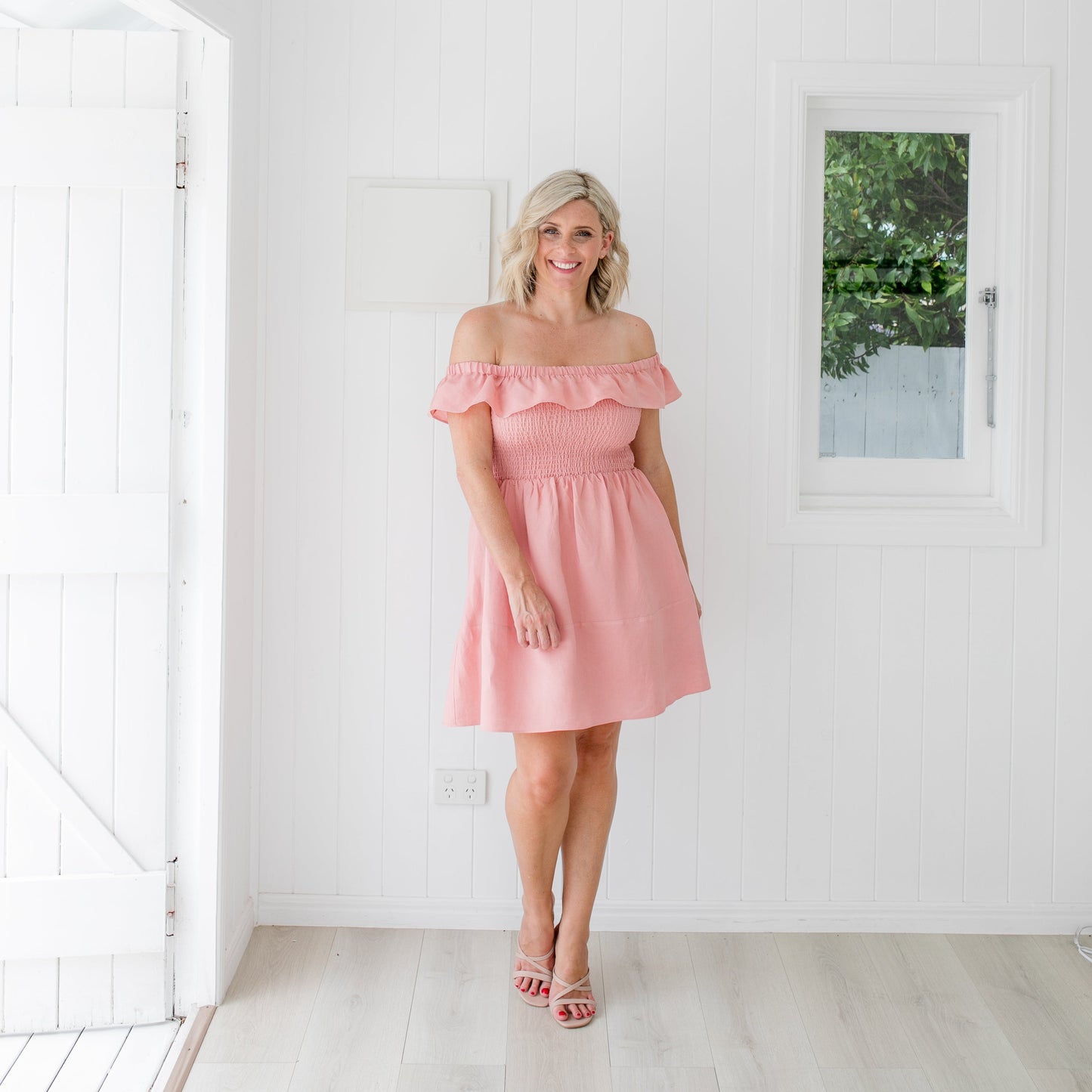 Charlotte - Pink Linen Mini Dress