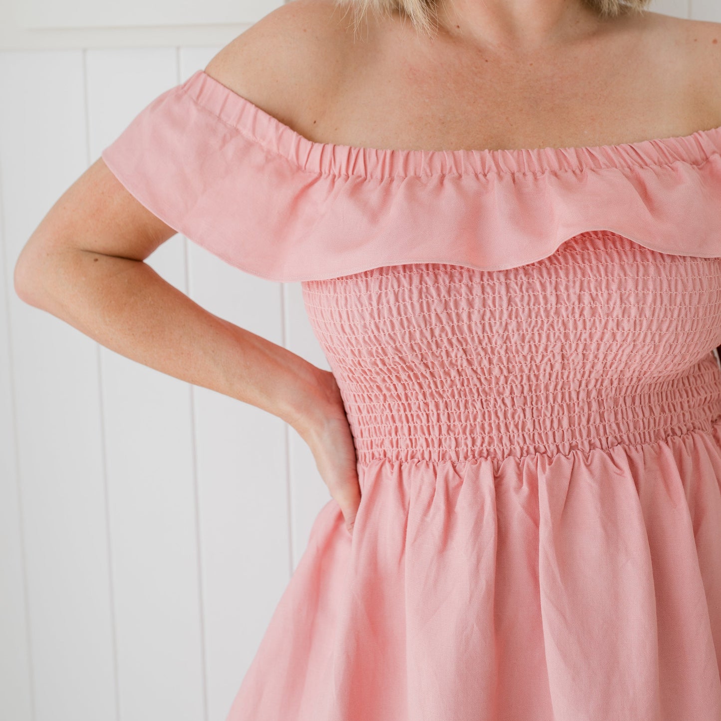 Charlotte - Pink Linen Mini Dress