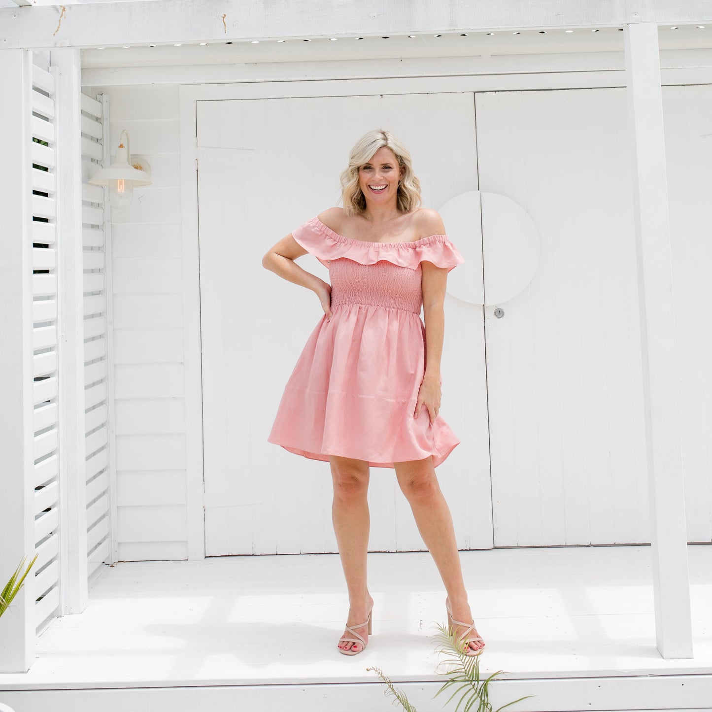 Charlotte - Pink Linen Mini Dress