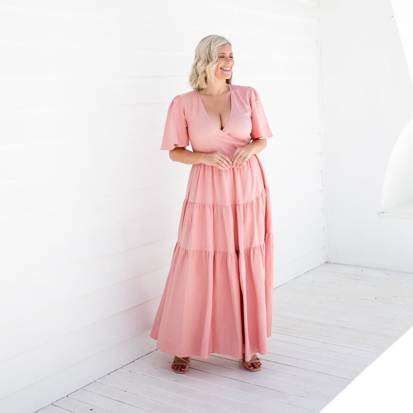 Grace - Pink Linen Long Dress