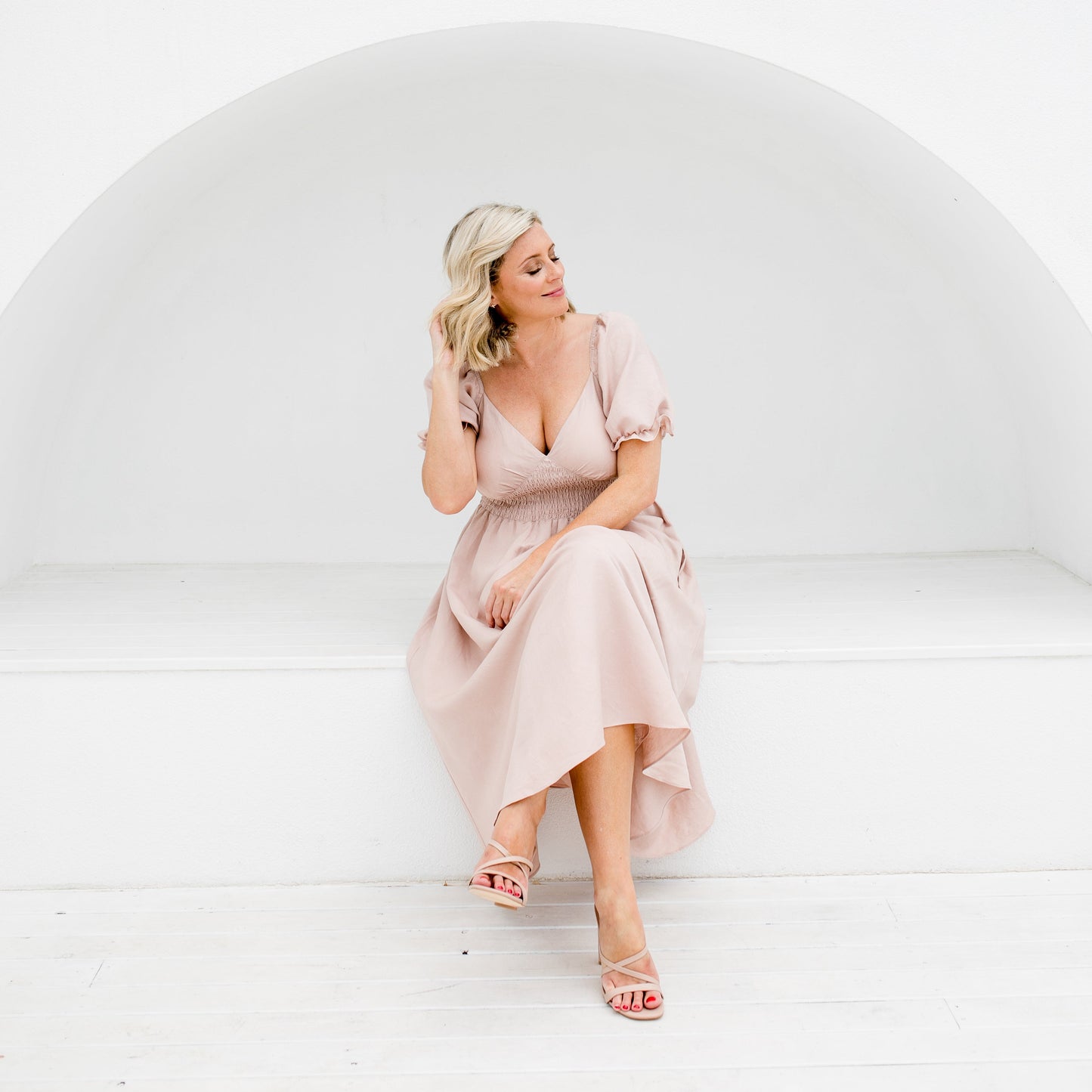 Estee - Dusty Pink Linen Dress